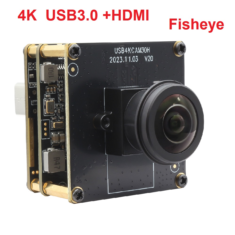 ELP Factory Supply HDMI Sony IMX415 8MP USB3.0 4K Wide Angle Fisheye Lens 60fps H.264 Mini Camera Module UHD Webcam USB 3 For Agriculture